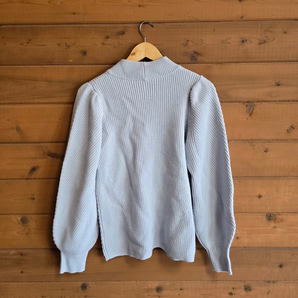Joie Tandou Sweater Ballad Blue Mockneck Wool NWT S Bishop Sleeve Pastel Cozy - Picture 3 of 5